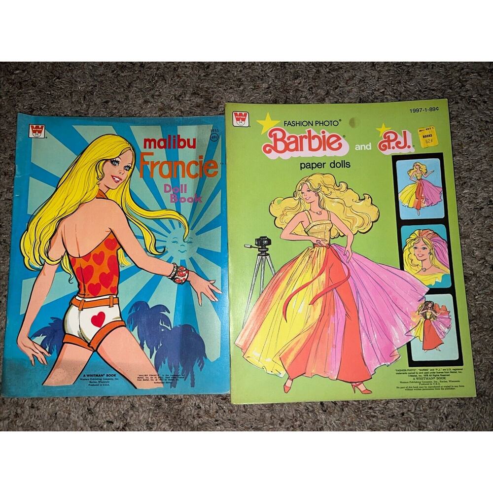 2 Vintage Whitman/Mattel FASHION PHOTO BARBIE & Malibu Francie Book 73-78 unused